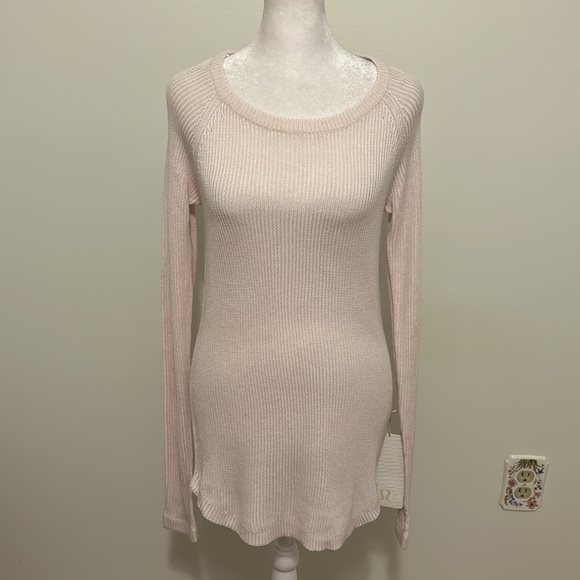 Lululemon Cabin Yogi Long Sleeve Sweater In NTBL/WHT Natural Blush NWT Size 6 - Picture 4 of 11